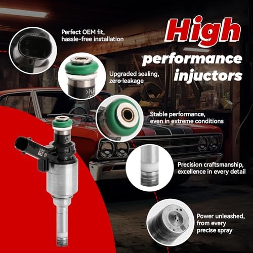 4-Pack Fuel Injectors Set | Compatible with Volkswagen VW CC Eos GTI Tiguan Golf