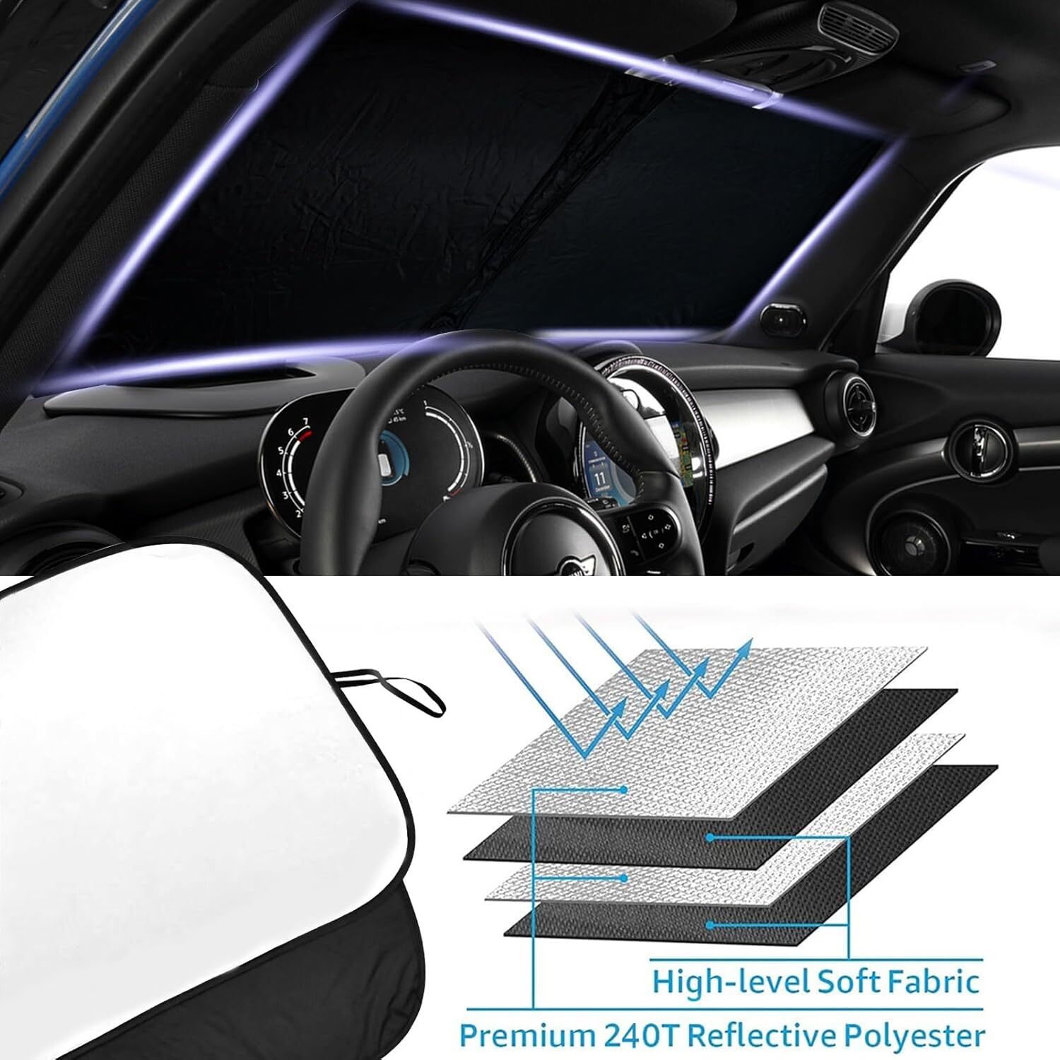 Union Jack Flag Front Windshield Sunshade fit for 2015-2024 Mini Cooper Cooper S