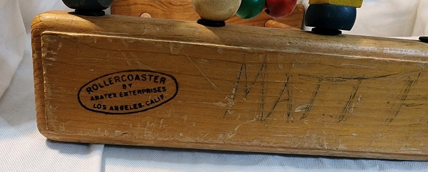 Vintage Anatex Rollercoaster Bead Maze Wood Wire Toy Large LA Calif USA 1970s