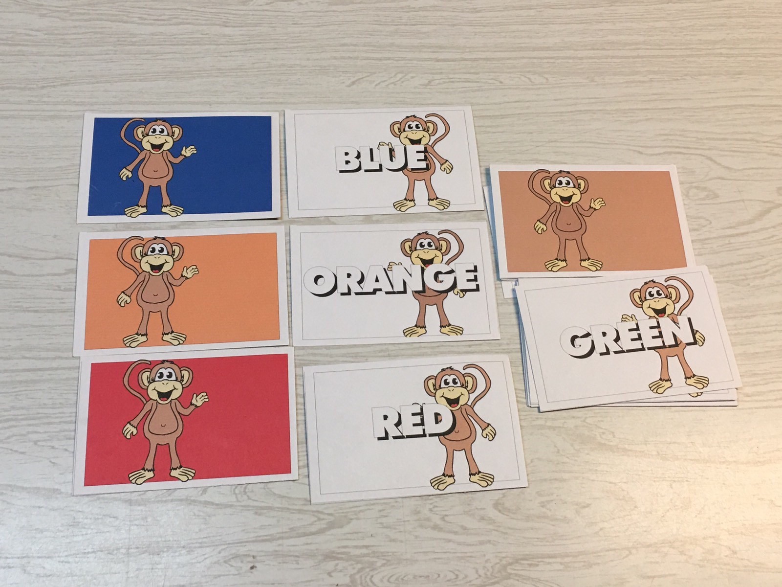 Monkey Color Word Match – Laminated Activity Cards#