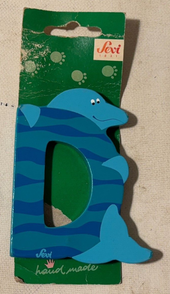 Vintage Sevi NOS Letter D Dolphin Letter on Card Italy Designed