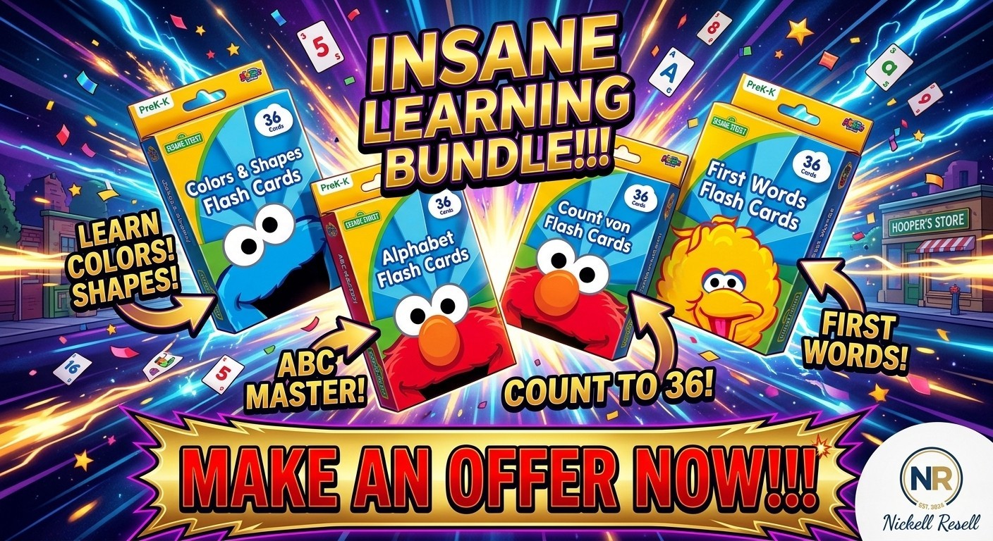 Sesame Street Flash Cards 4-Pack: Alphabet, Words, Colors, Numbers PreK-K NEW