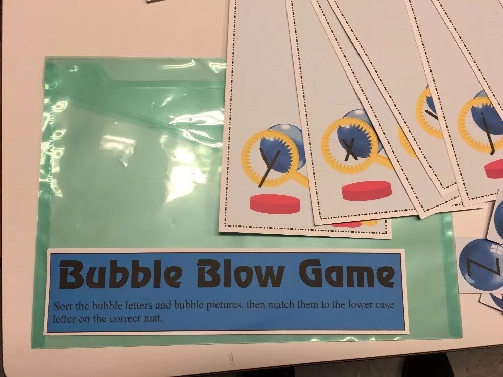 Bubble Blow Game Learning Center- Literacy Mats – Laminated Mats Phonics