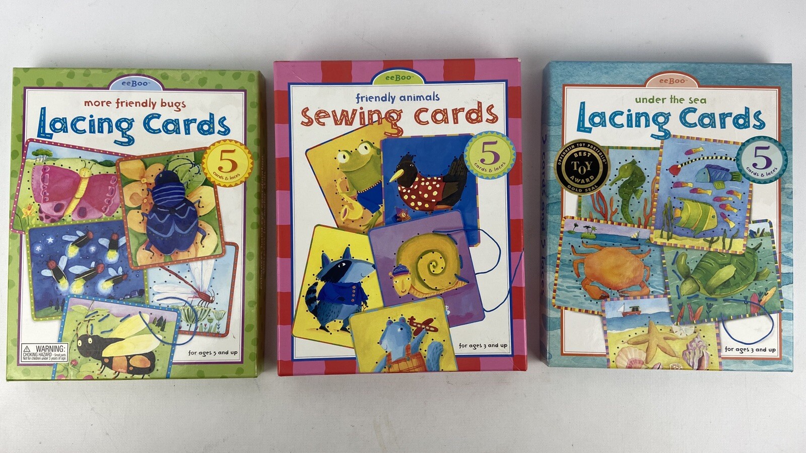 eeBoo Lacing Sewing Card Sets 12 Cards 7 Laces Partial Sets