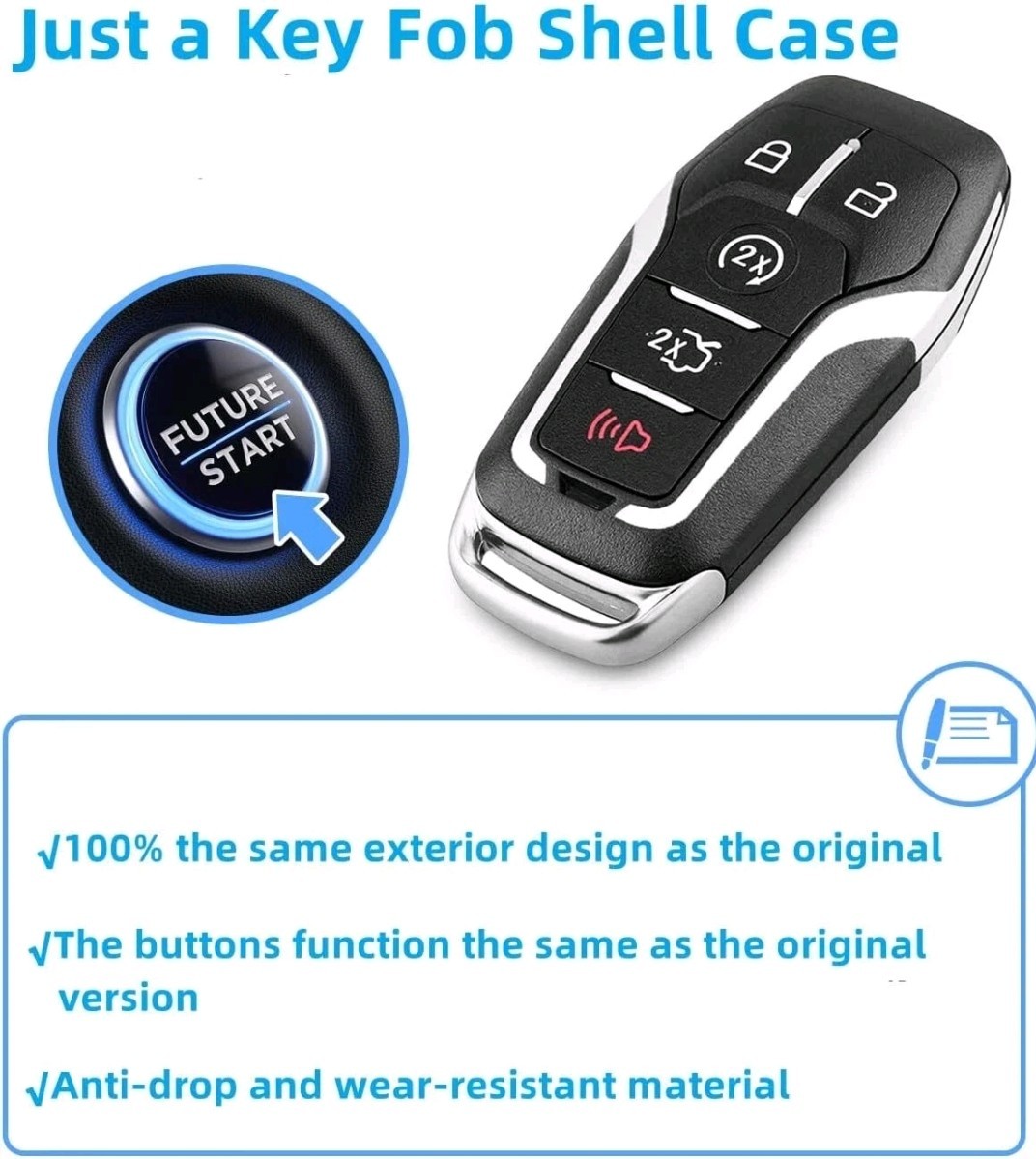 Key Fob Shell Case for Ford F150 Mustang Fusion Explorer Edge Lincoln MKC MKX