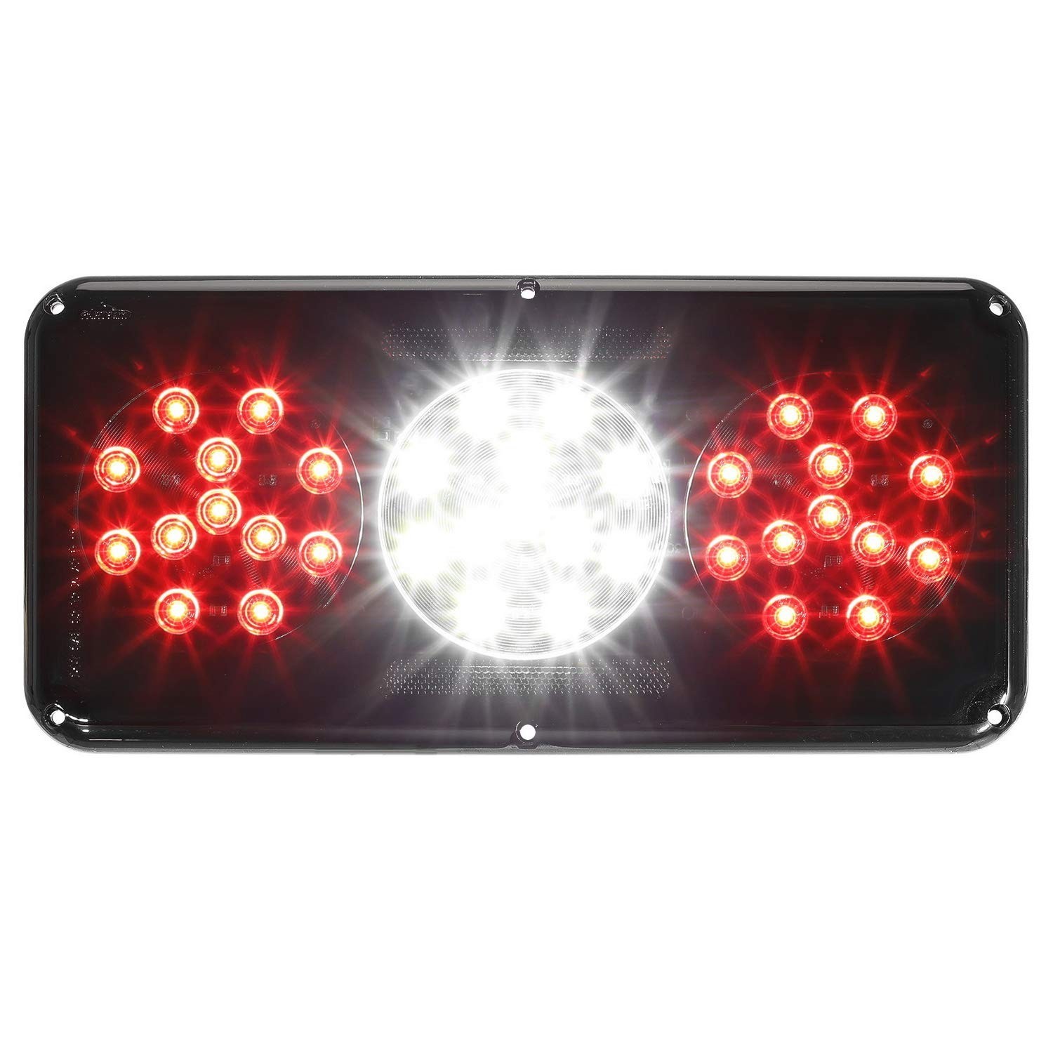 Partsam 1Pc Rectangular Smoked Red Triple LED Trailer Tail Light RV Camper Mo…