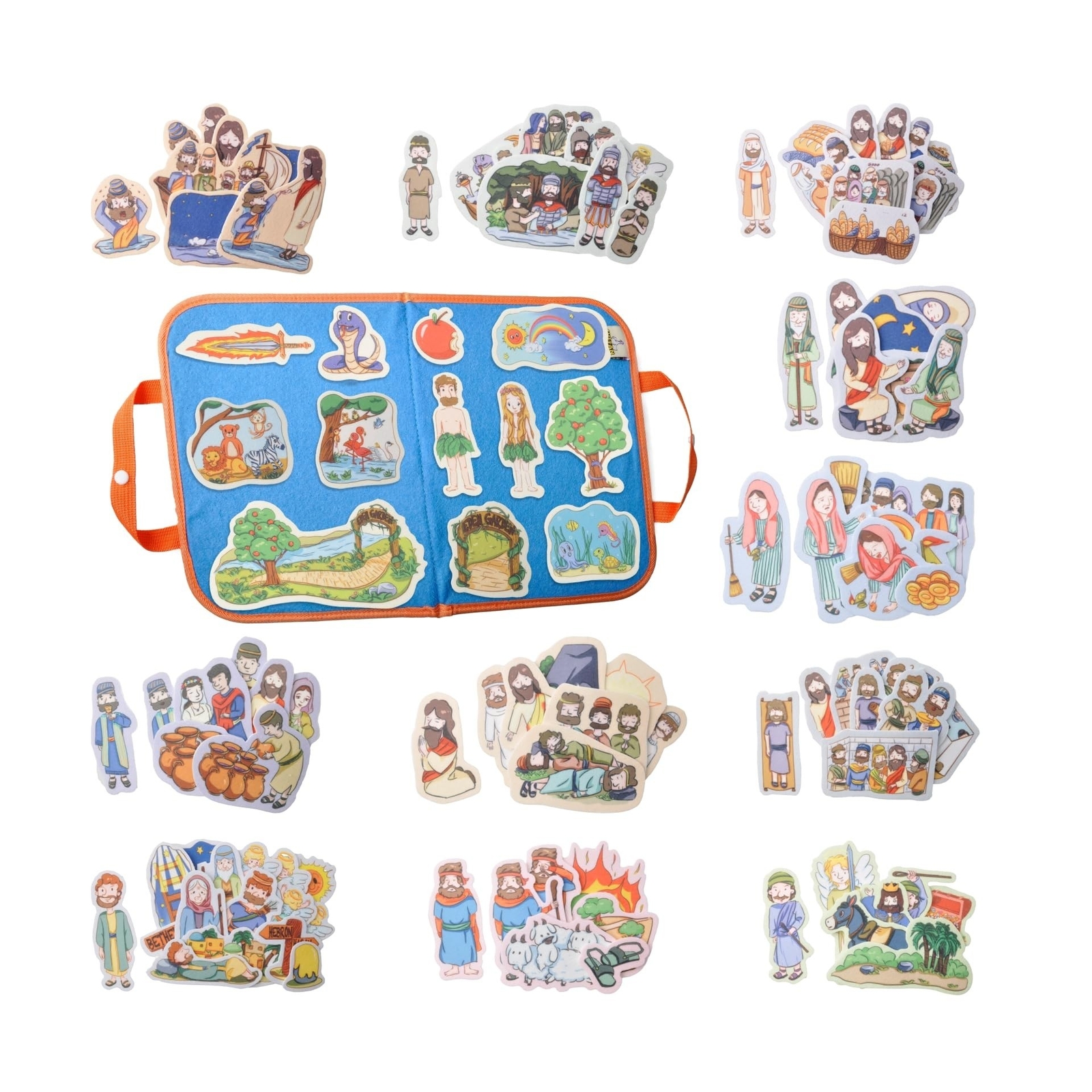 CHEFAN 12 Pack Felt Board Bible Stories Set,Flannel Board Stories with a Fold…