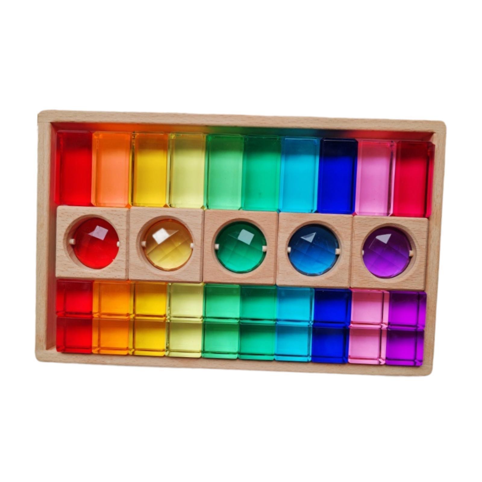 Acrylic GEM Stacking Blocks Stacking Toy Blocks Educational Rainbow Stacker for