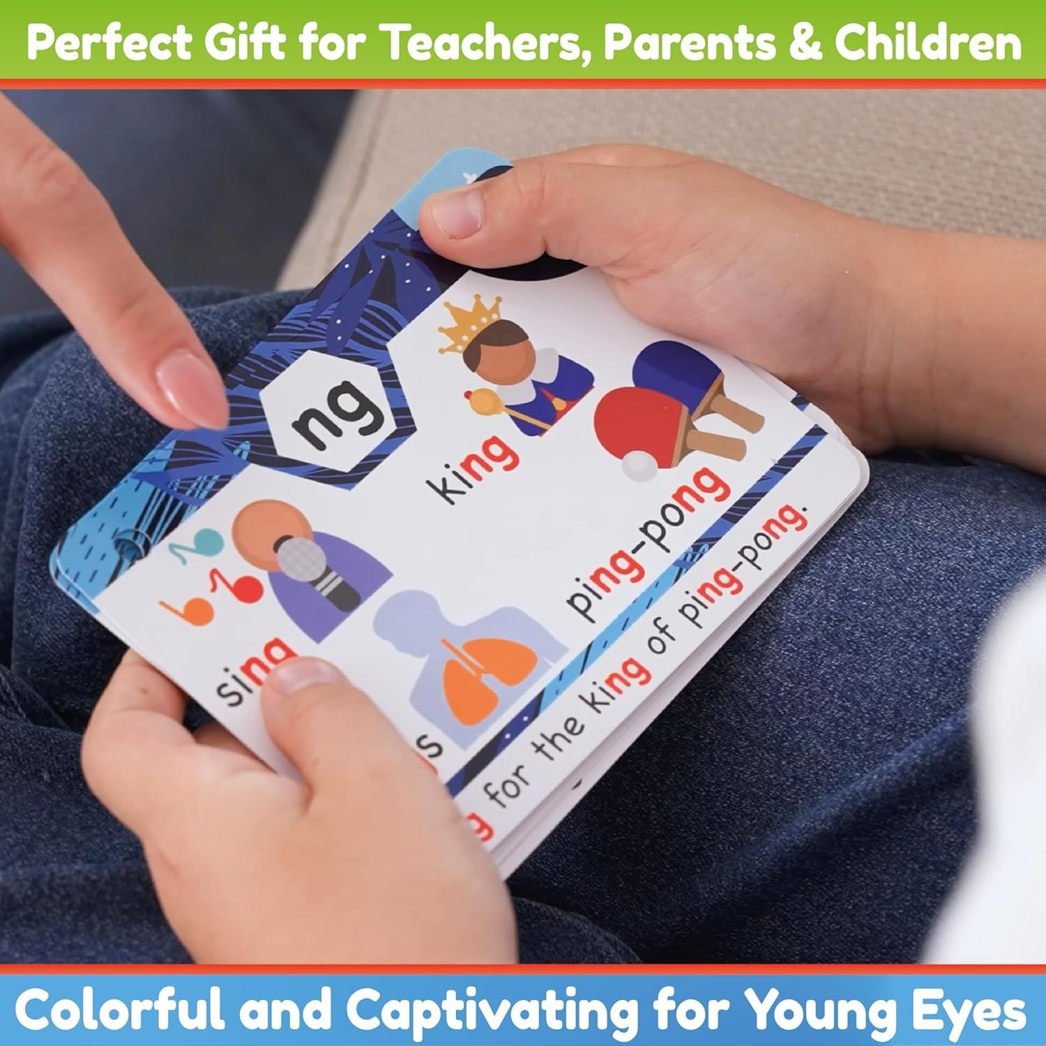 Phonics Flash Cards for Kids Ages 4-8 – 62 Fun Cards & Sorting Rings Included