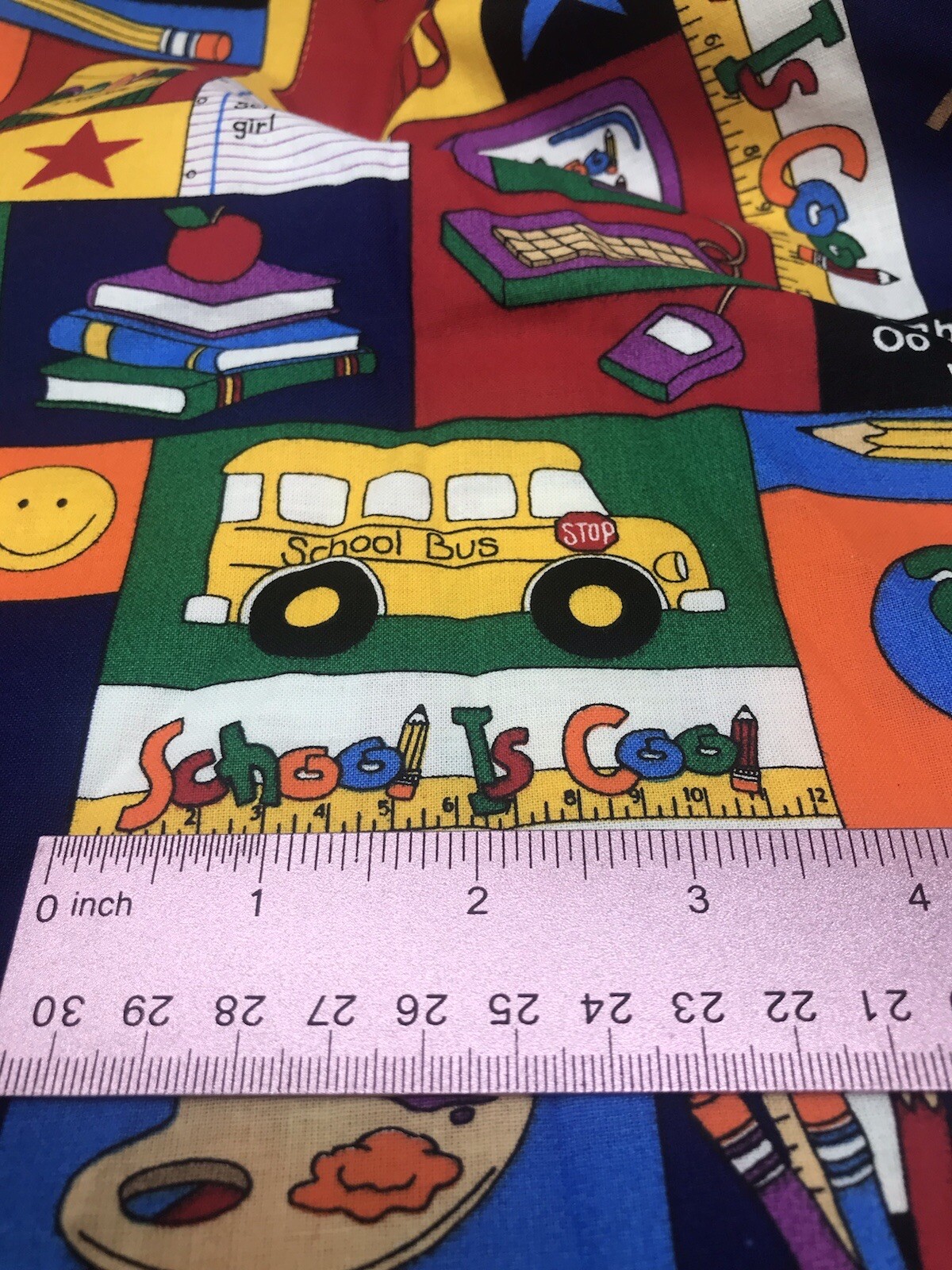 School is Cool Fabric Black Kindergarten Elementary Pencil Crayon 22″ x 45″ F39