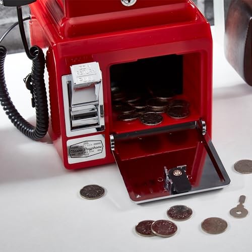 Ryan Bros. American Retro 1950’s Payphone with Coin Bank Wall-Mount Corded Red