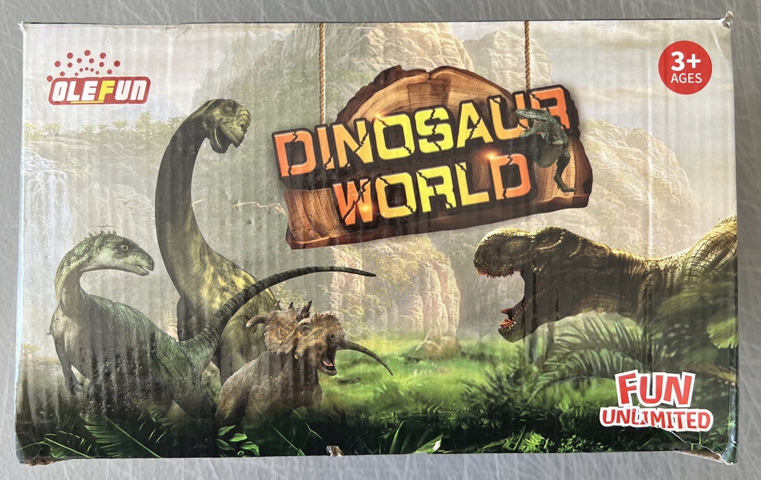 Dinosaur World Toy Set OleFun 10 Medium Dinosaurs In Storage Case Ages 3+
