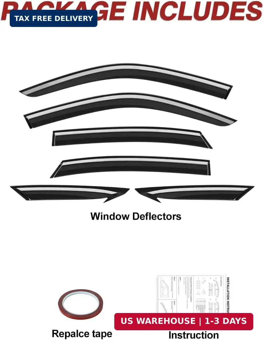 6pcs Outside-Mount Window Rain Guards Fit for 11th Gen Honda Civic Sedan 2022-20
