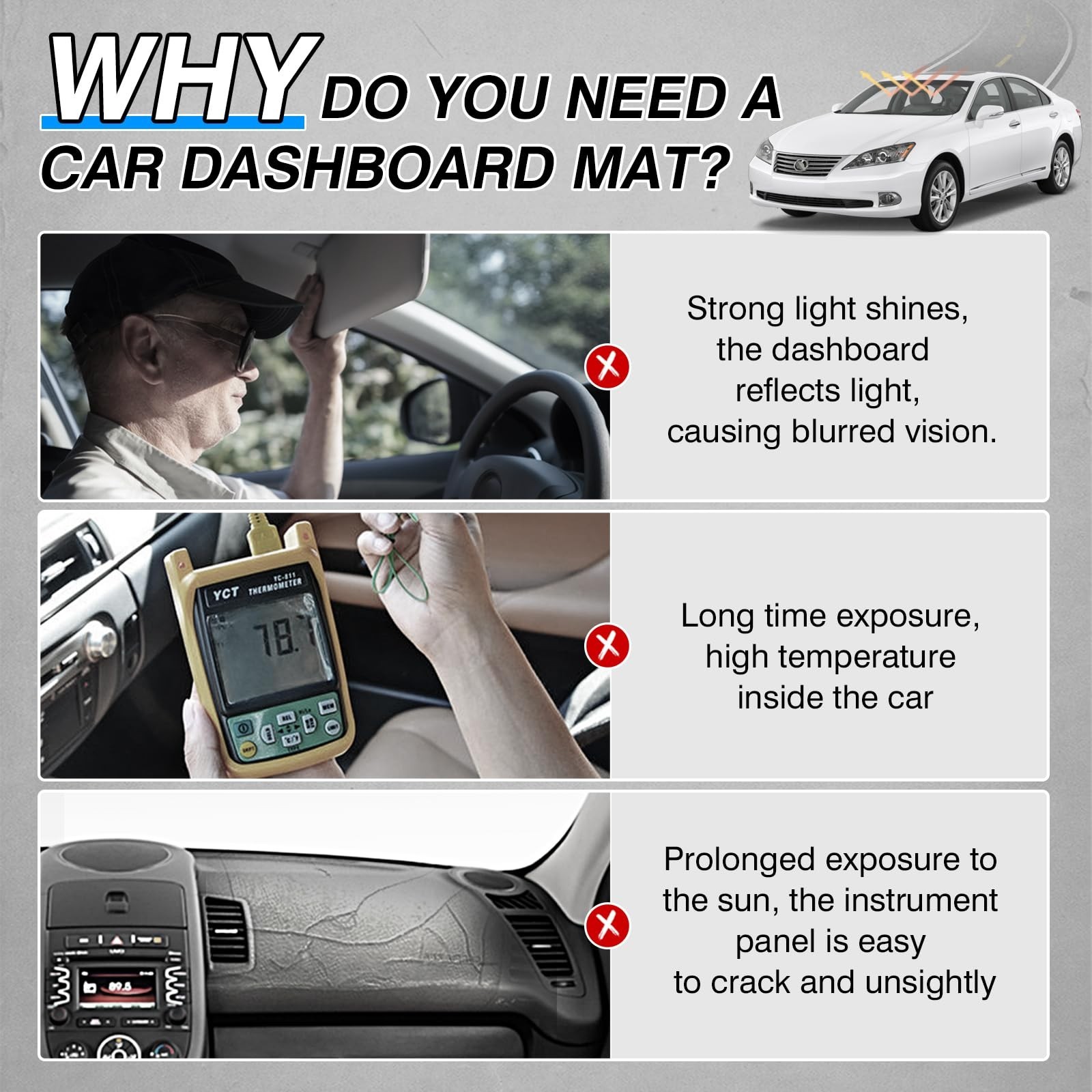 CARTIST Dash Cover Custom Fit for Lexus ES ES240 ES350 2007-2012 Dashboard Co…