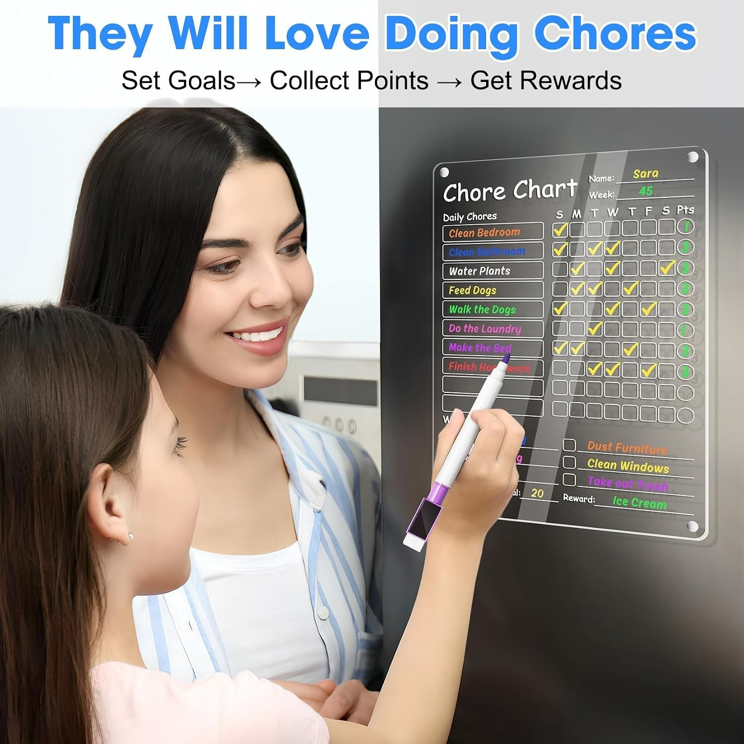 Motivational 12×9” Acrylic Family Chore Checklist – Easy Erase & Scratch-Proof