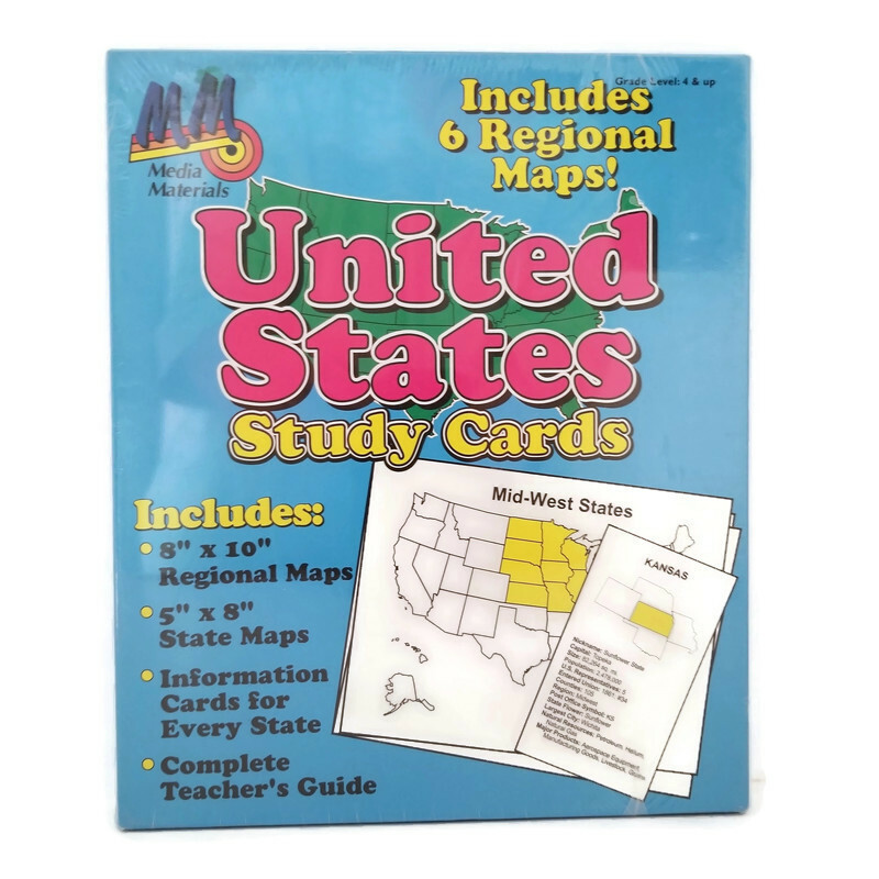 United States Study Cards Maps Facts w/ Teacher’s Guide Homeschool 4th Grade