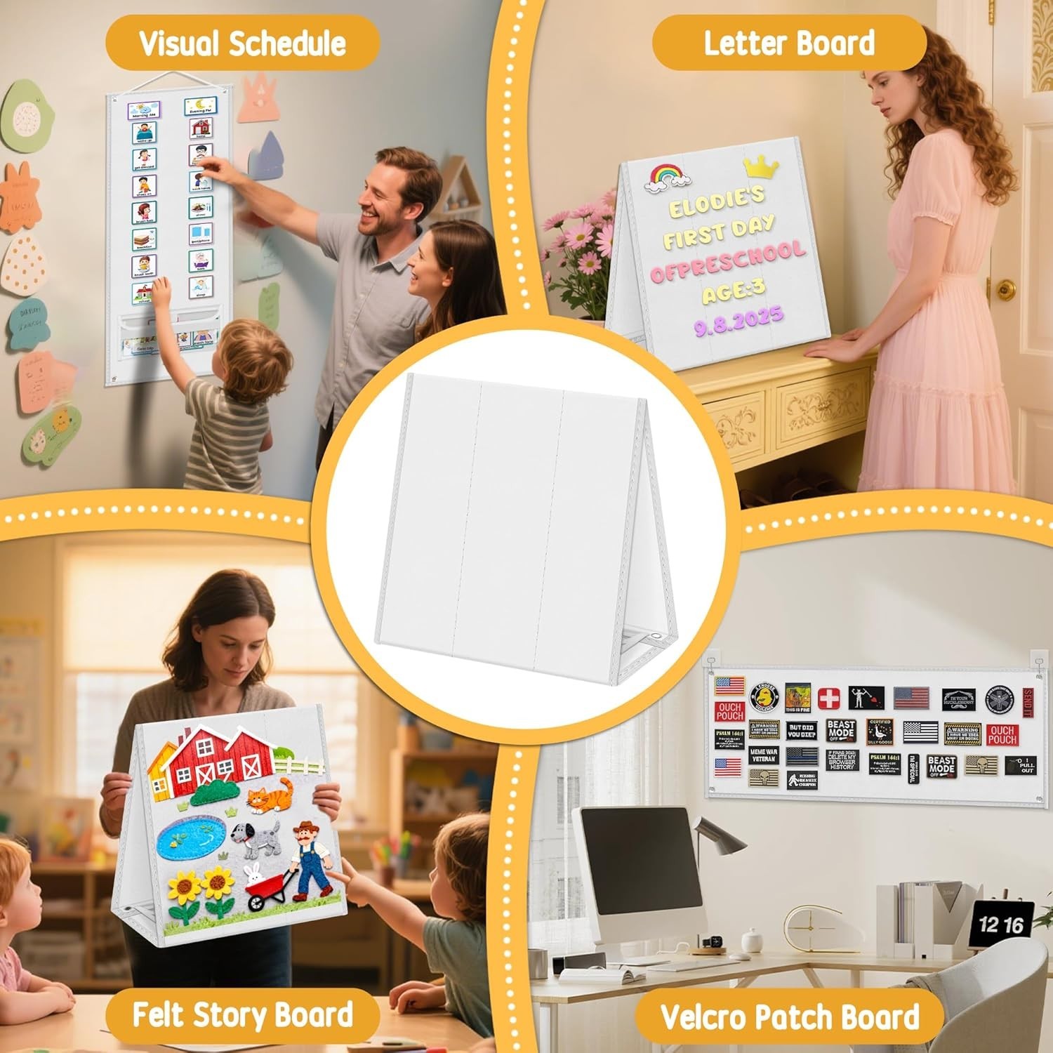 Foldable Felt Board – Double-Sided Flannel Story Board for Preschool Learning, I