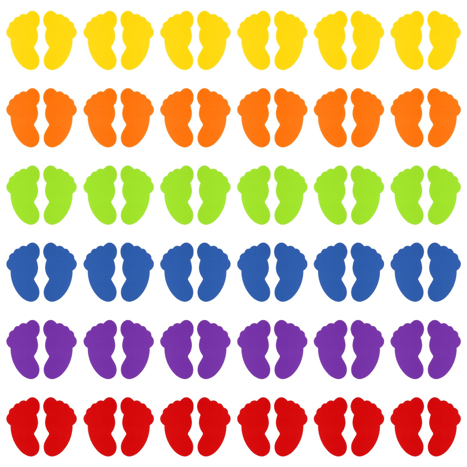 36 Pairs Foot Shaped Carpet Markers, Nylon Floor Spots Markers, 6 Color