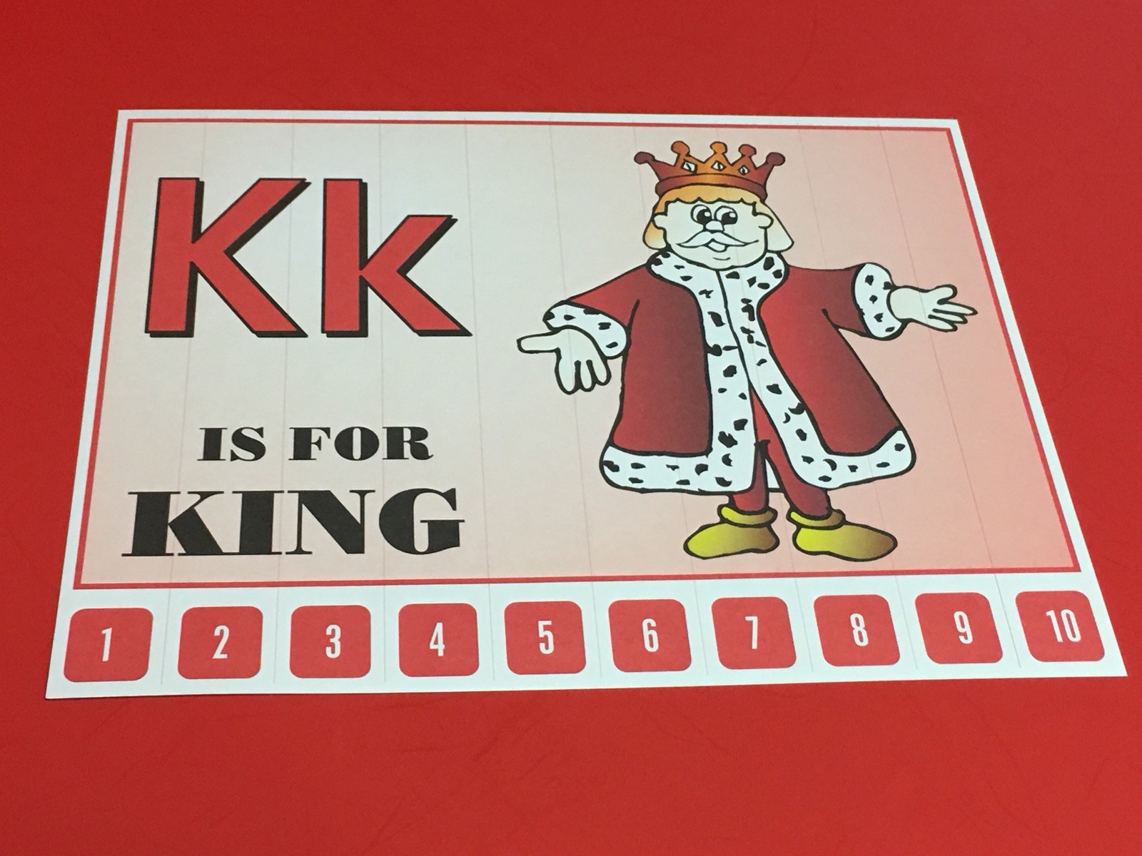 Letter K King – Number Sequencing Puzzle, numbers 1-10 Laminated 1