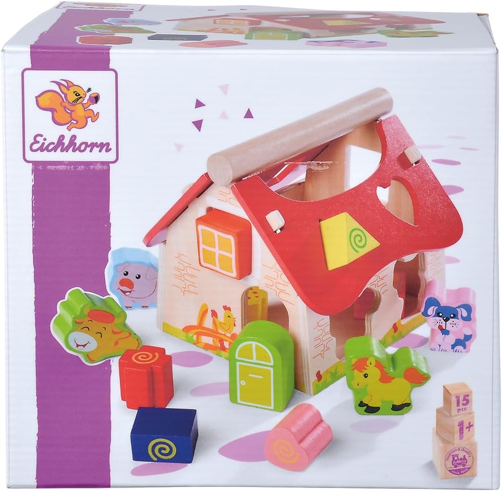 Eichhorn 100002098 Colourful Farmhouse Baby Toy Quality Wooden Sorter Comes with