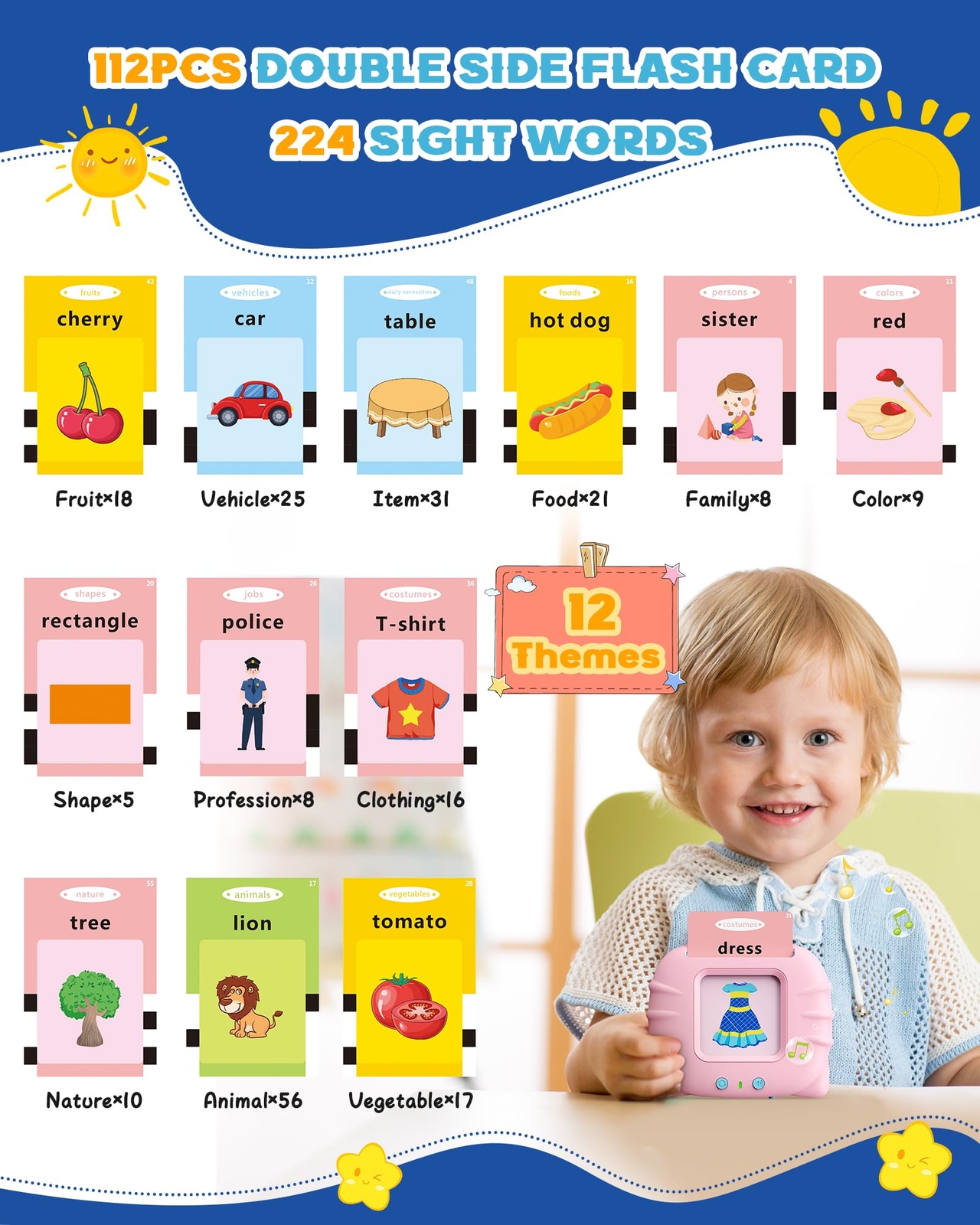 bravokids Talking Flash Cards Toddler Toys, Preschool Educational Sensory Toys w