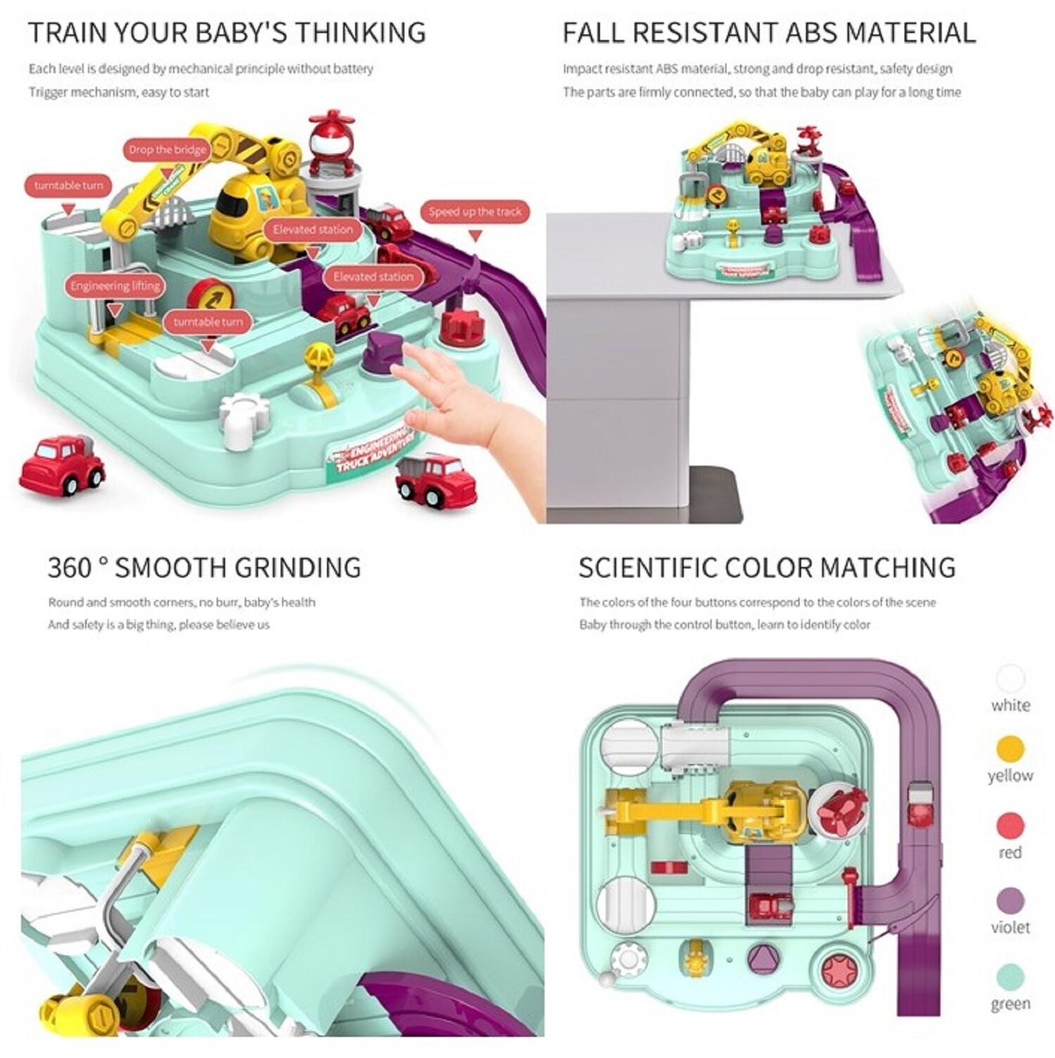 Mechanical Adventure Brain Table Game 4 Rail Car Train Track Montessori Kids Toy