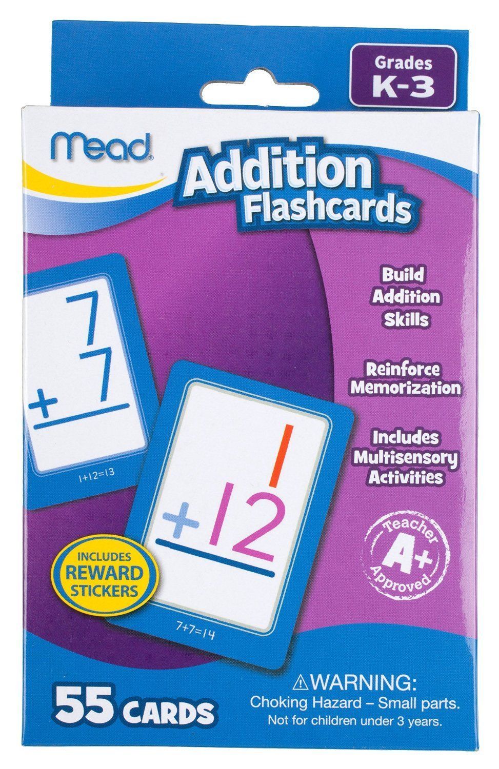 MEAD ADDITION FLASHCARDS / 55 CARDS & REWARD STICKERS GRADES K-3
