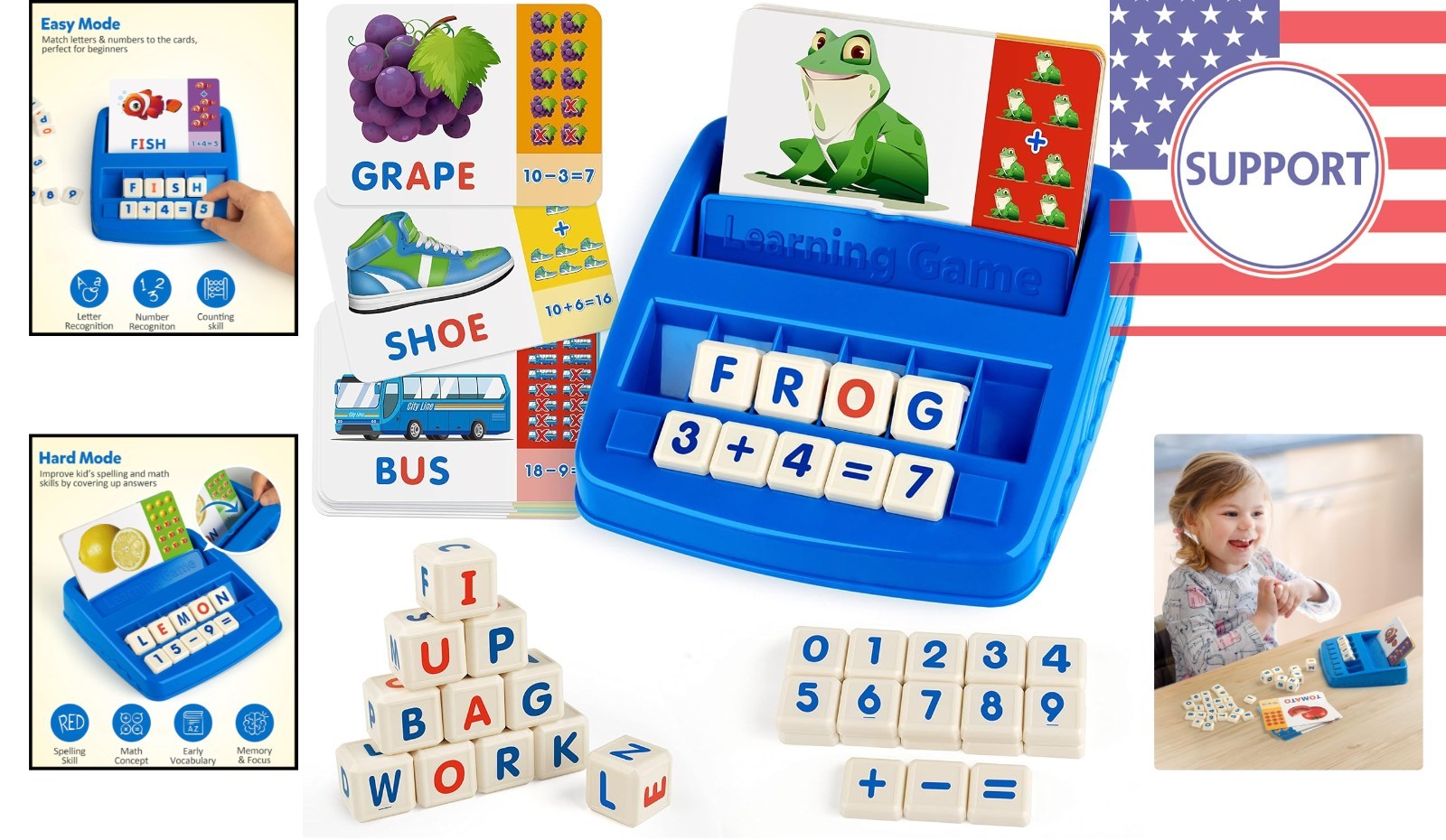 Alphabet & Math Matching Game: Fun Letter Dice and Flash Cards for Toddlers