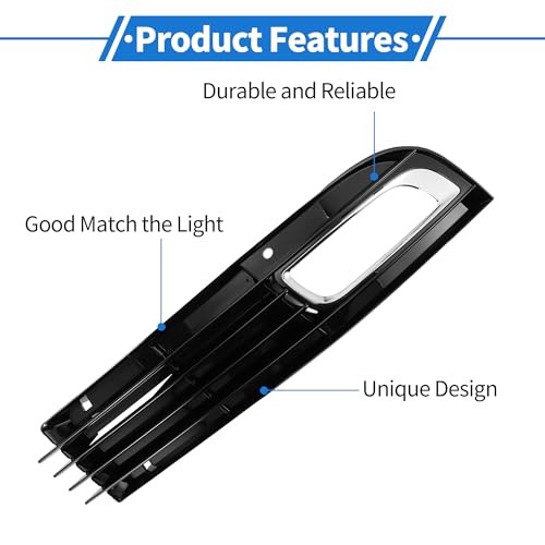 1pc Fog Light Grill for Audi A8 D3 2008-2010 Durable ABS Black Silver Tone
