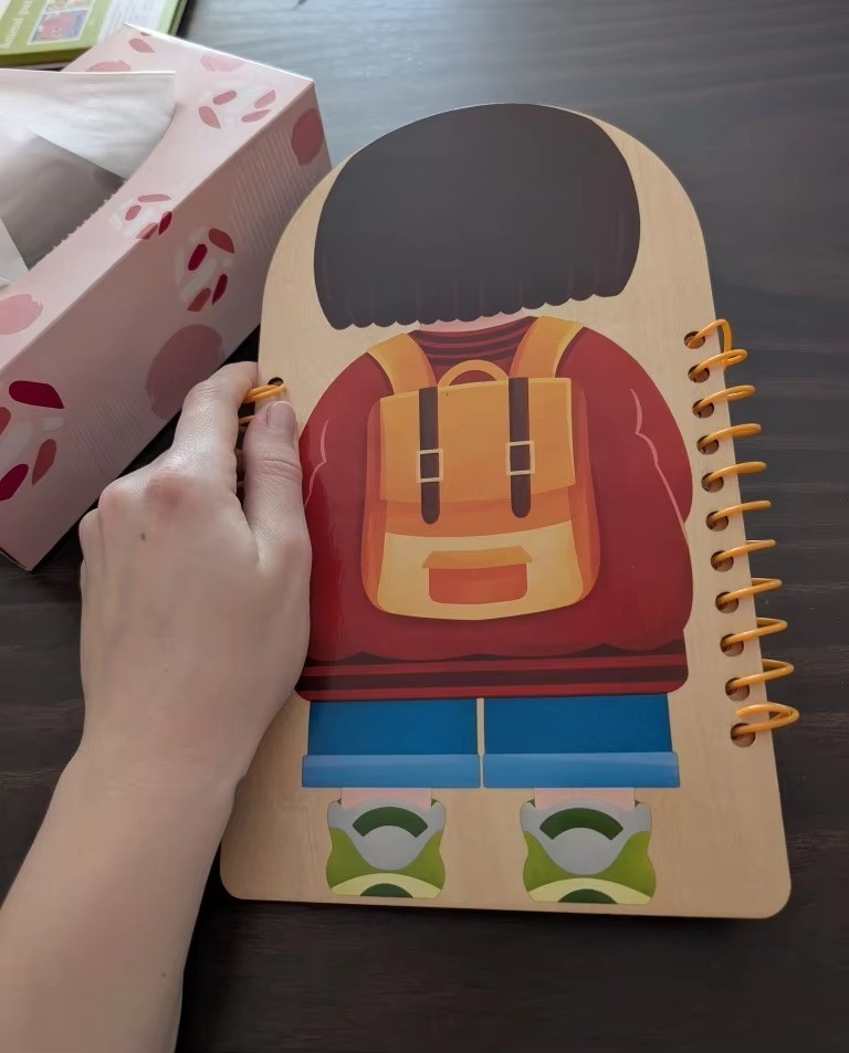 Montessori Kids Busy Board Toddler Sensory Book Learn to Dress Zipper Game Toy