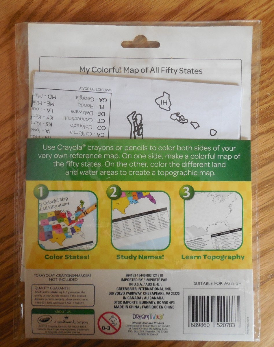 NEW Crayola “Color the USA” Set of 6 States & Symbols Double-Sided Coloring Maps