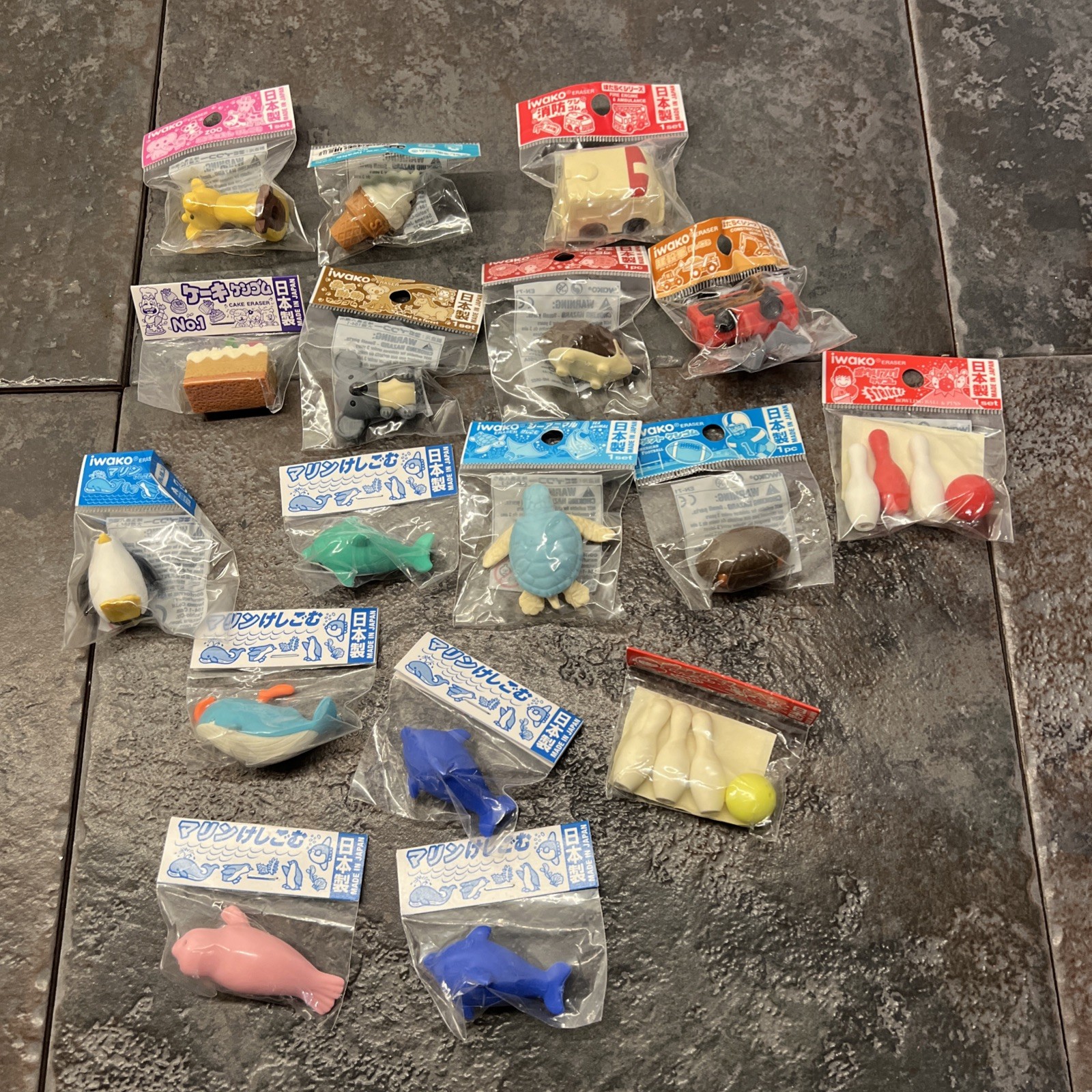 Iwako Japanese Eraser Assorted lot Animal Food Variety Erasers New Sealed
