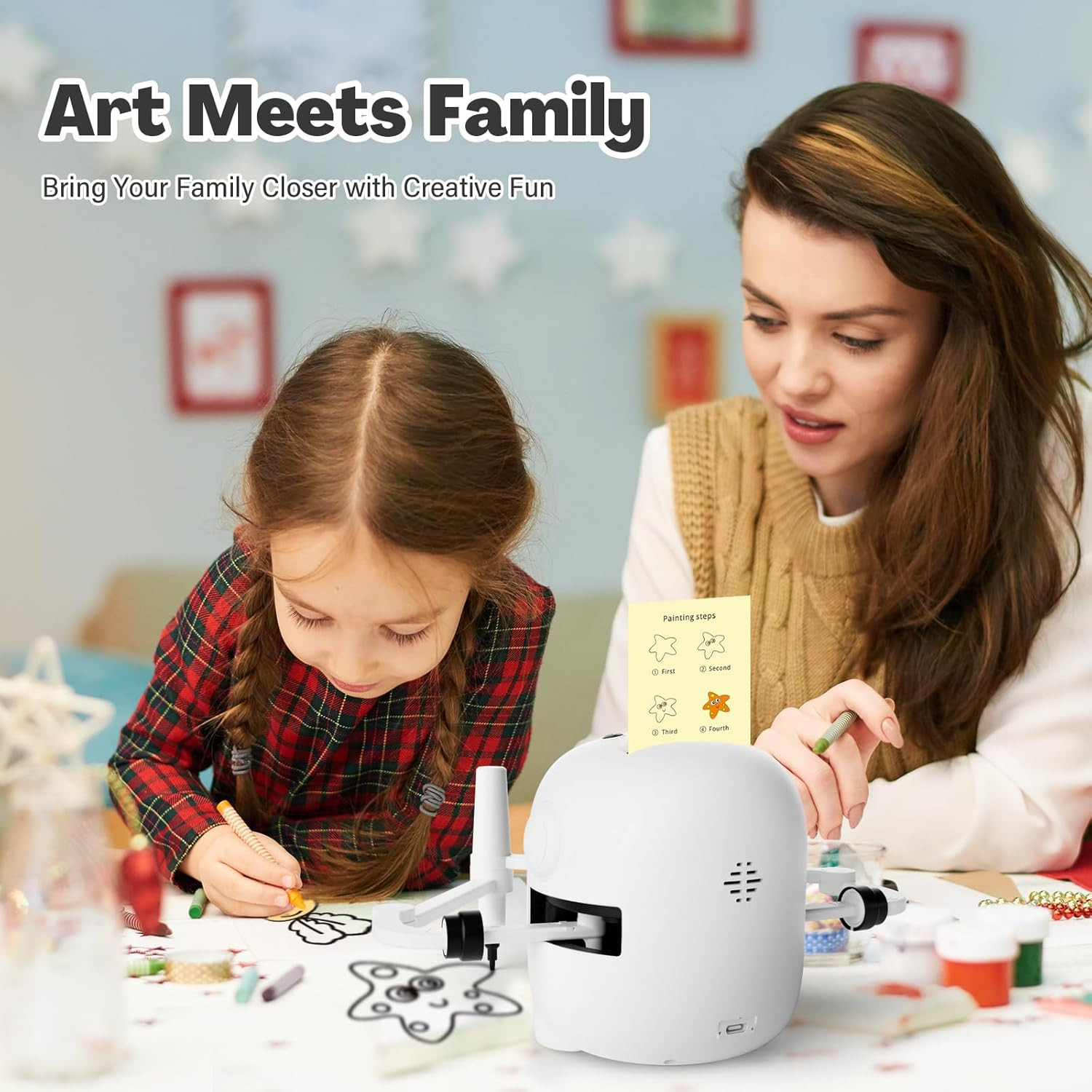 Drawing Robot for Kids with 150 Cards, Voice Interactive Educational Drawing Mac