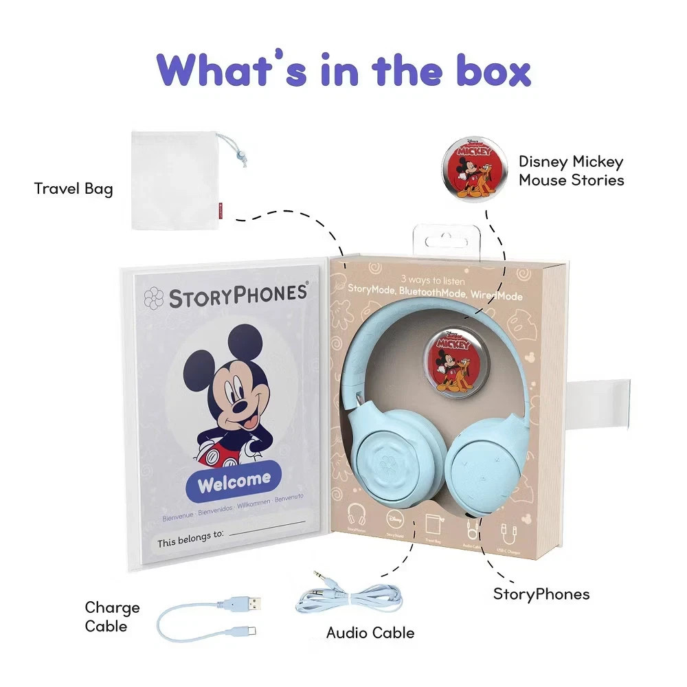 Disney storyphone headphones – wireless – BLUE – MICKEY MOUSE – B4
