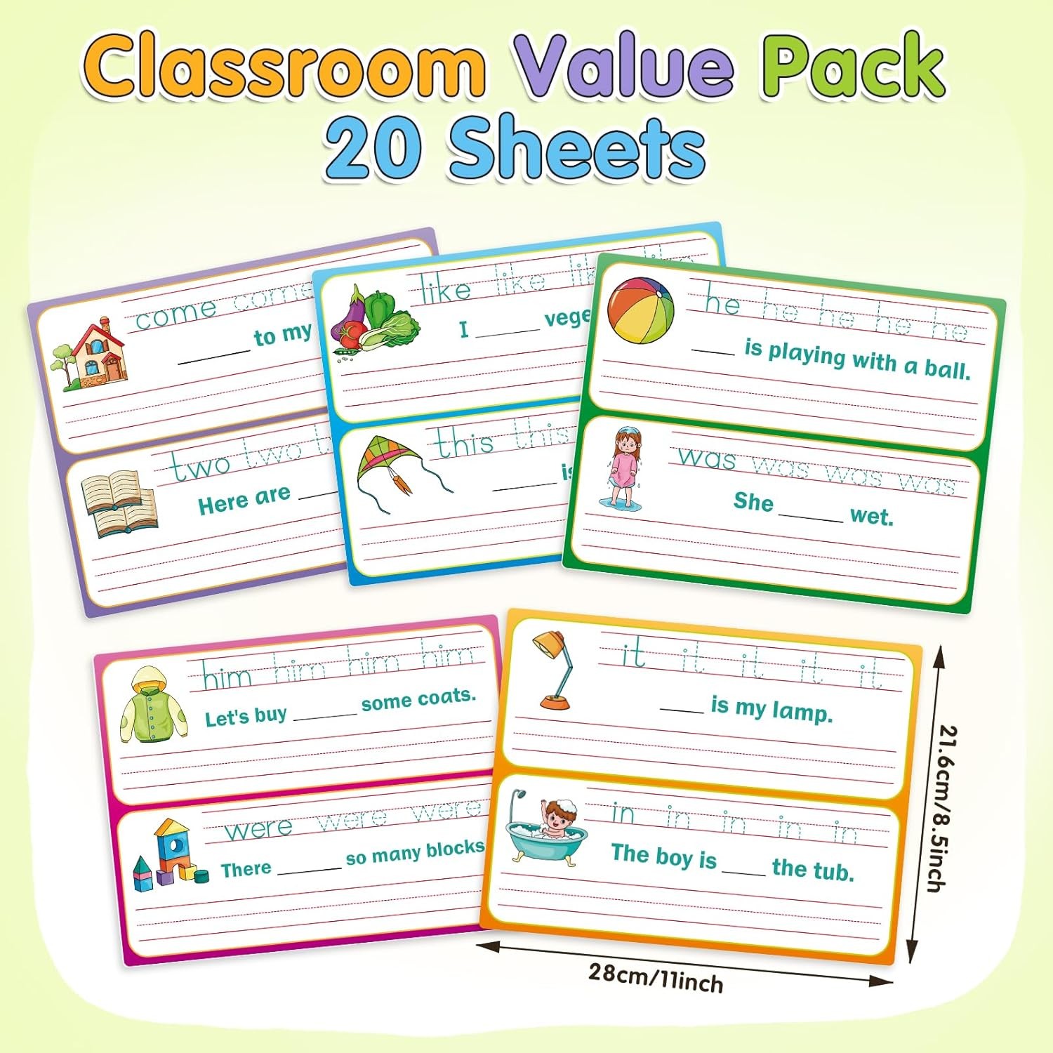 Kids Sight Words Flash Cards Sentence Building Handwriting Practice Learning
