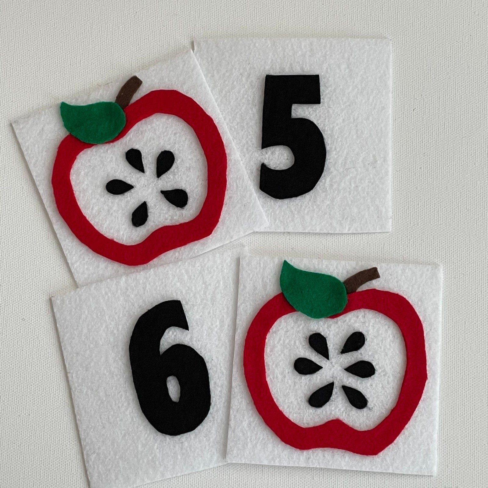 Apple Seed Count and Match Felt Pieces for Felt/Flannel Board Play