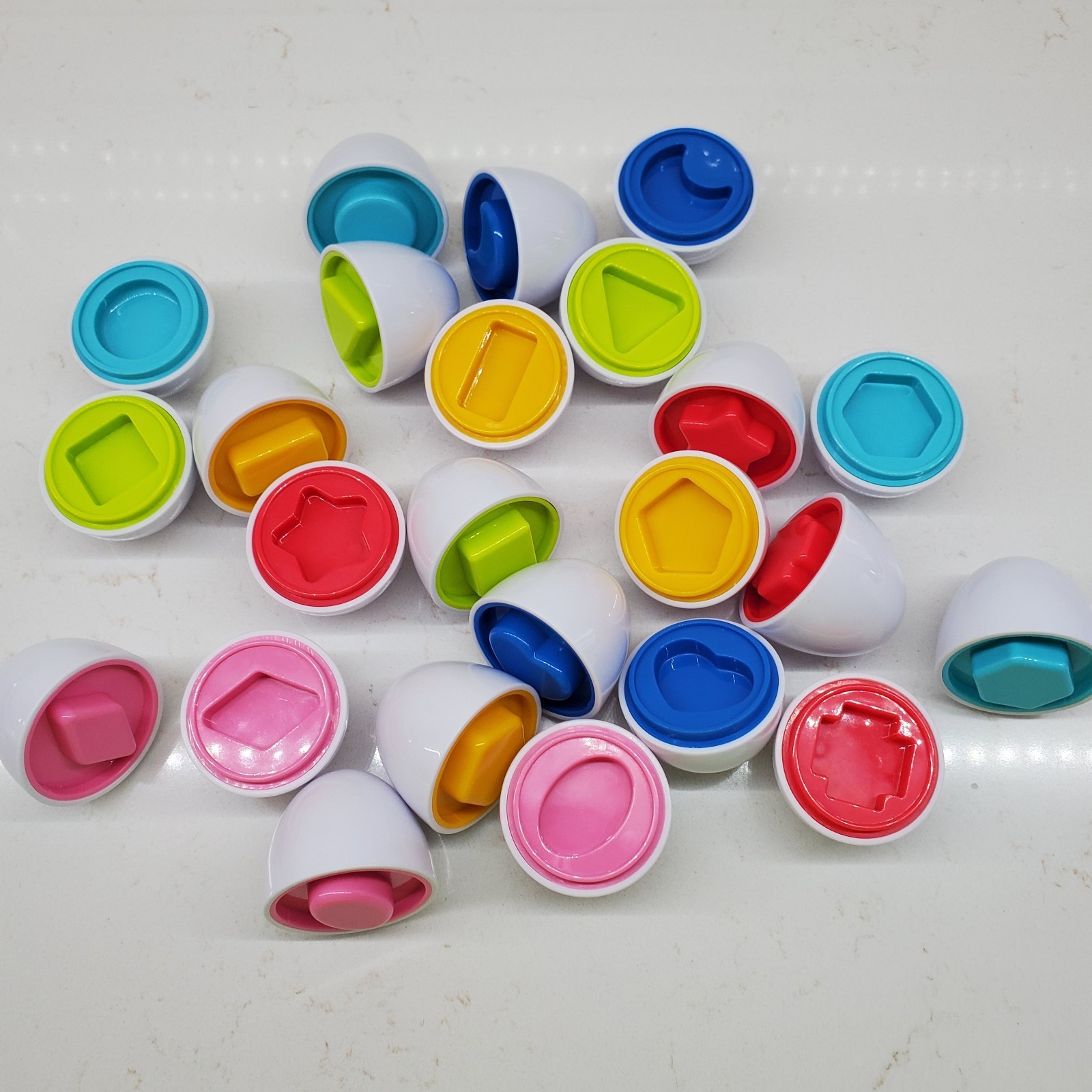 Matching Shapes Game 12 Plastic Eggs – Shapes & Color Sorter Educational Play