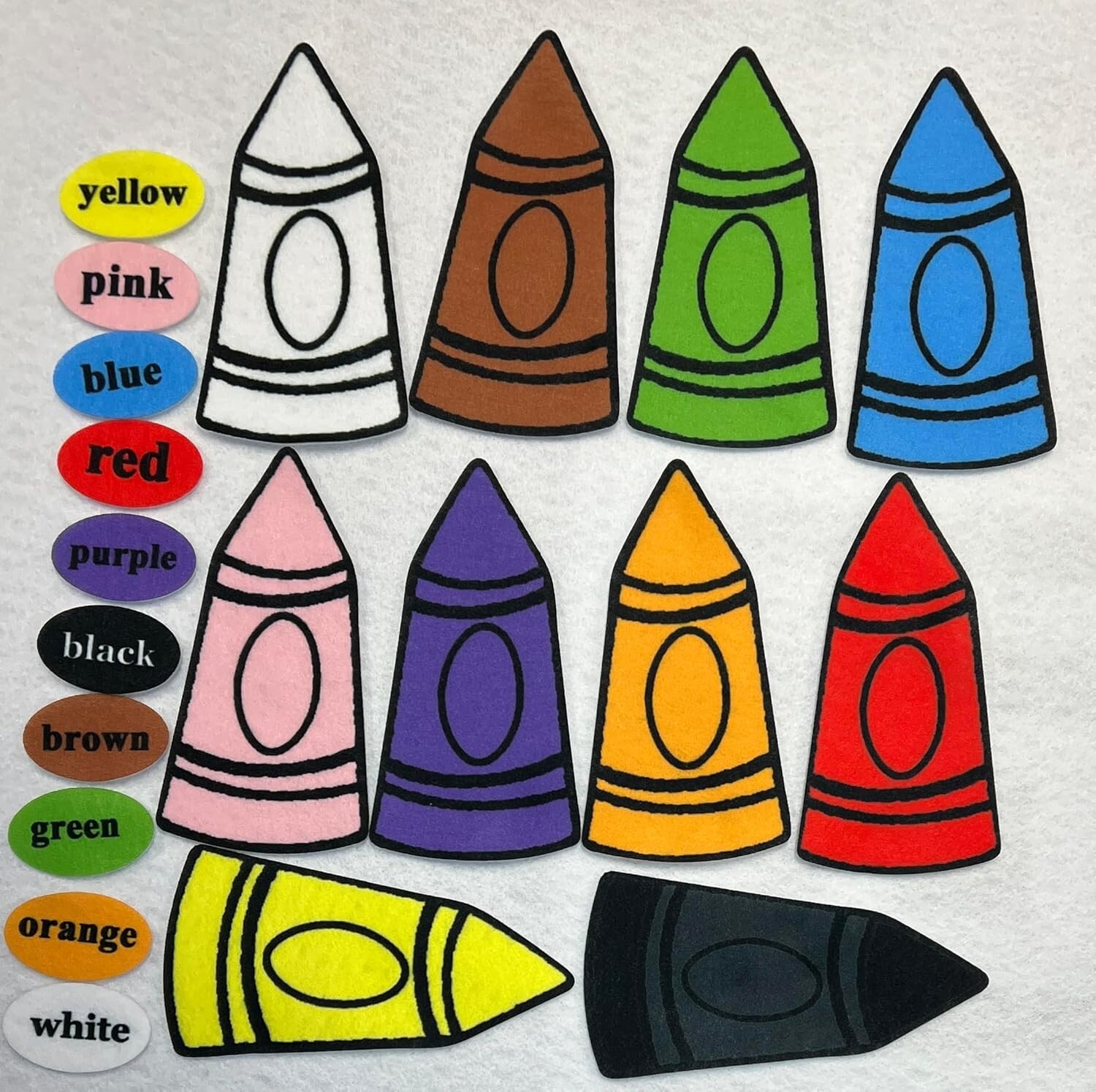 I Know My Colors Crayon Felt Flannel Board Story 20 pcs Learning Teaching Kids