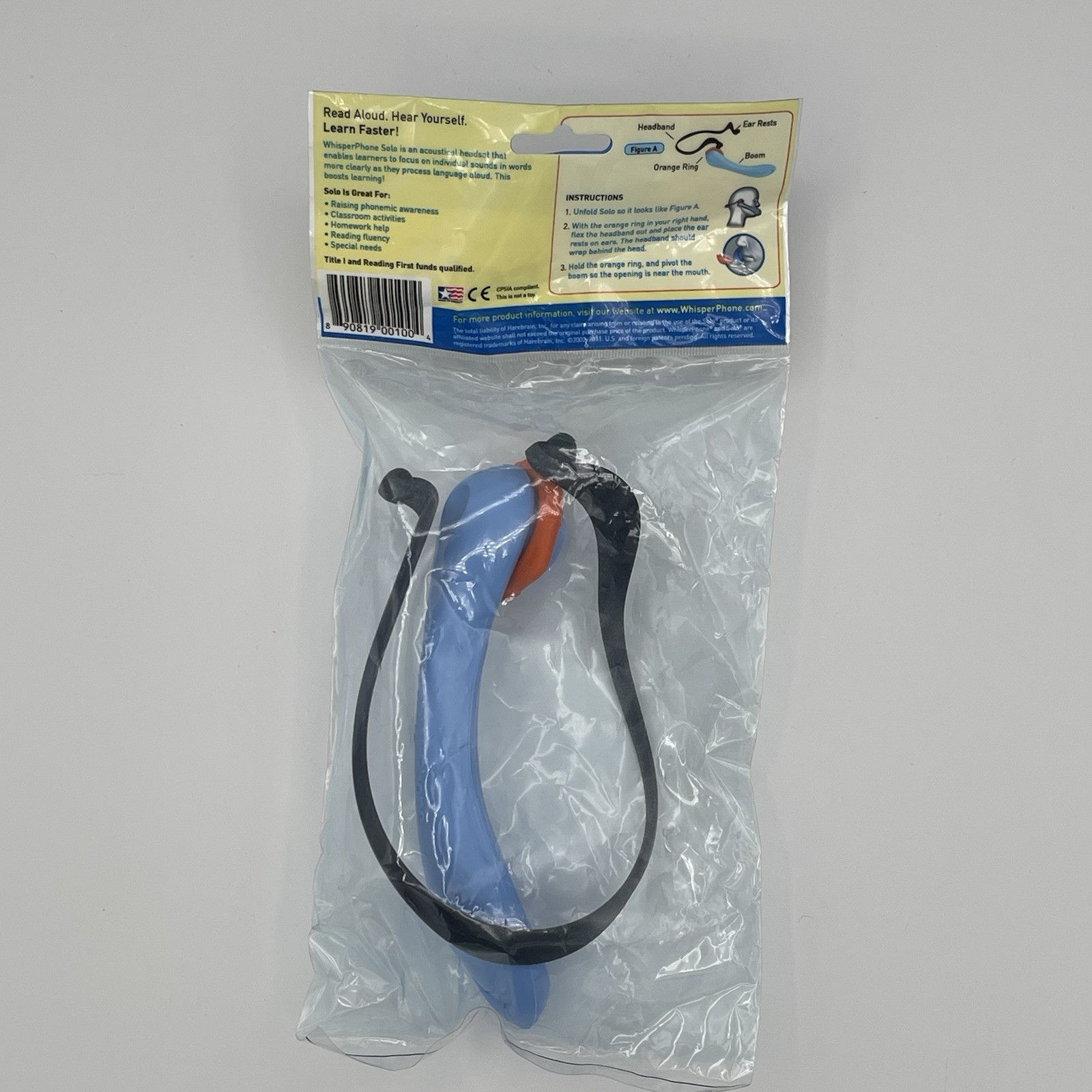 Harebrain WhisperPhone Solo Language Reading Headset Grade K-4th Size Small New