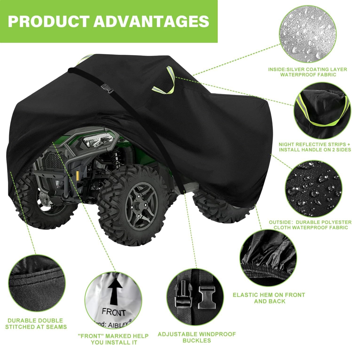 ATV Cover Waterproof Outdoor Heavy Duty 4 Wheeler Cover 420D All Weather Quad…