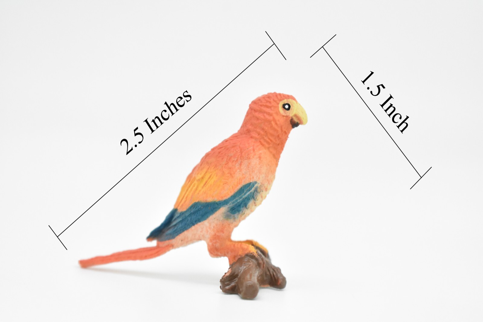 Parrot, Very Nice Rubber Reproduction, Hand Painted Toy 2 1/2″ F617 B131