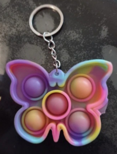 New Mini Keychain Butterfly Push Pop It Bubble Fidget Sensory Toy Stress Relief