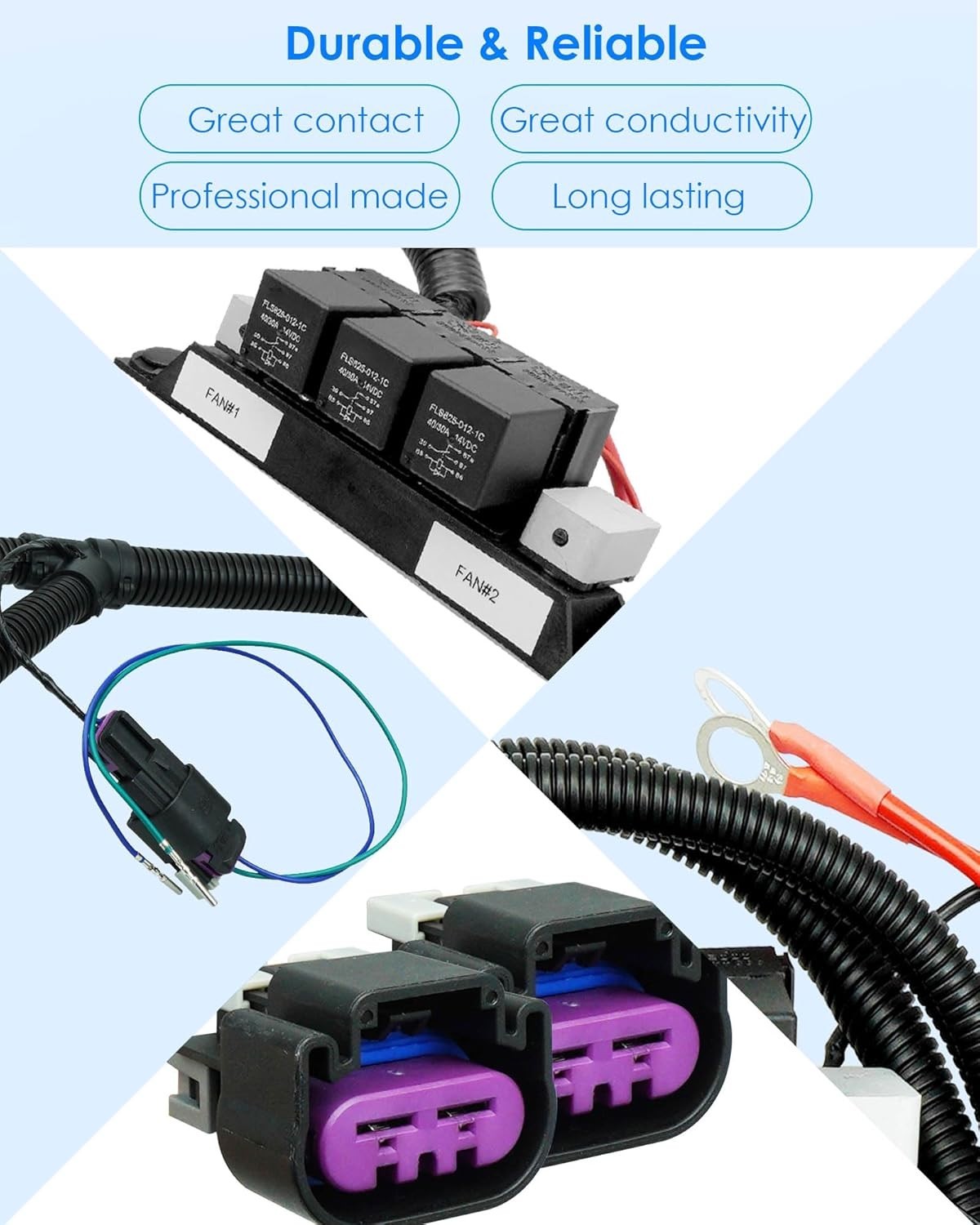 Dual Speed Electric Fan Control Wiring Harness Kit Fits for Chevy Silverado S…