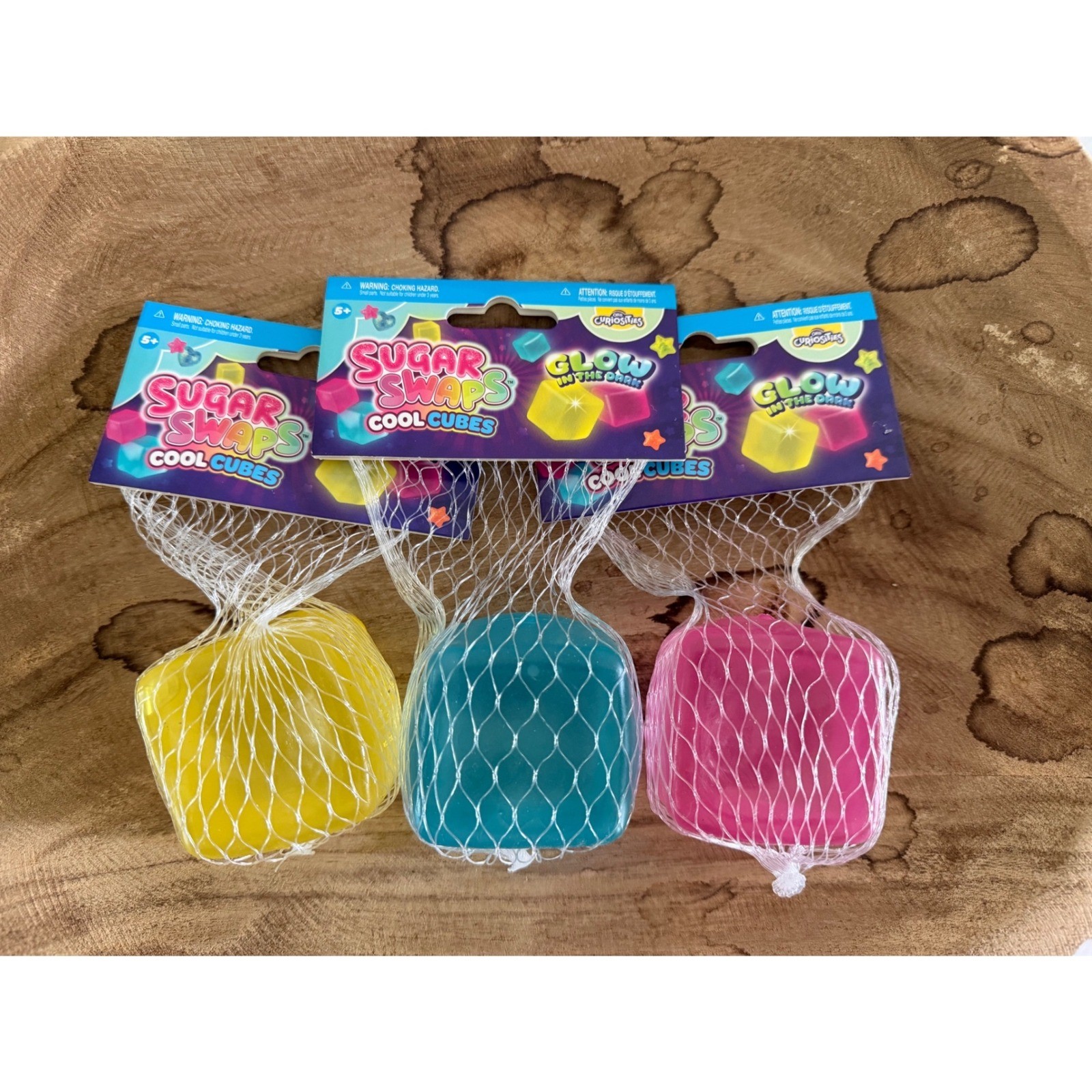 Orb Curiosities Sugar Swaps Cool Cubes Glow In The Dark Squishy Toy Set of 3 NEW