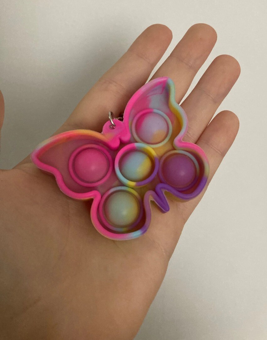 New Mini Keychain Butterfly Push Pop It Bubble Fidget Sensory Toy Stress Relief