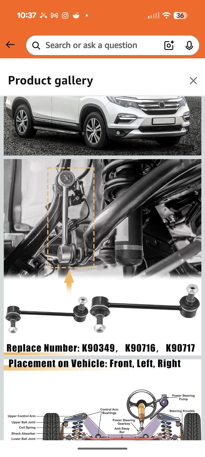 4PC Front and Rear Sway Bar Link K90349 K90716 K90717 for Acura MDX 2001 2002