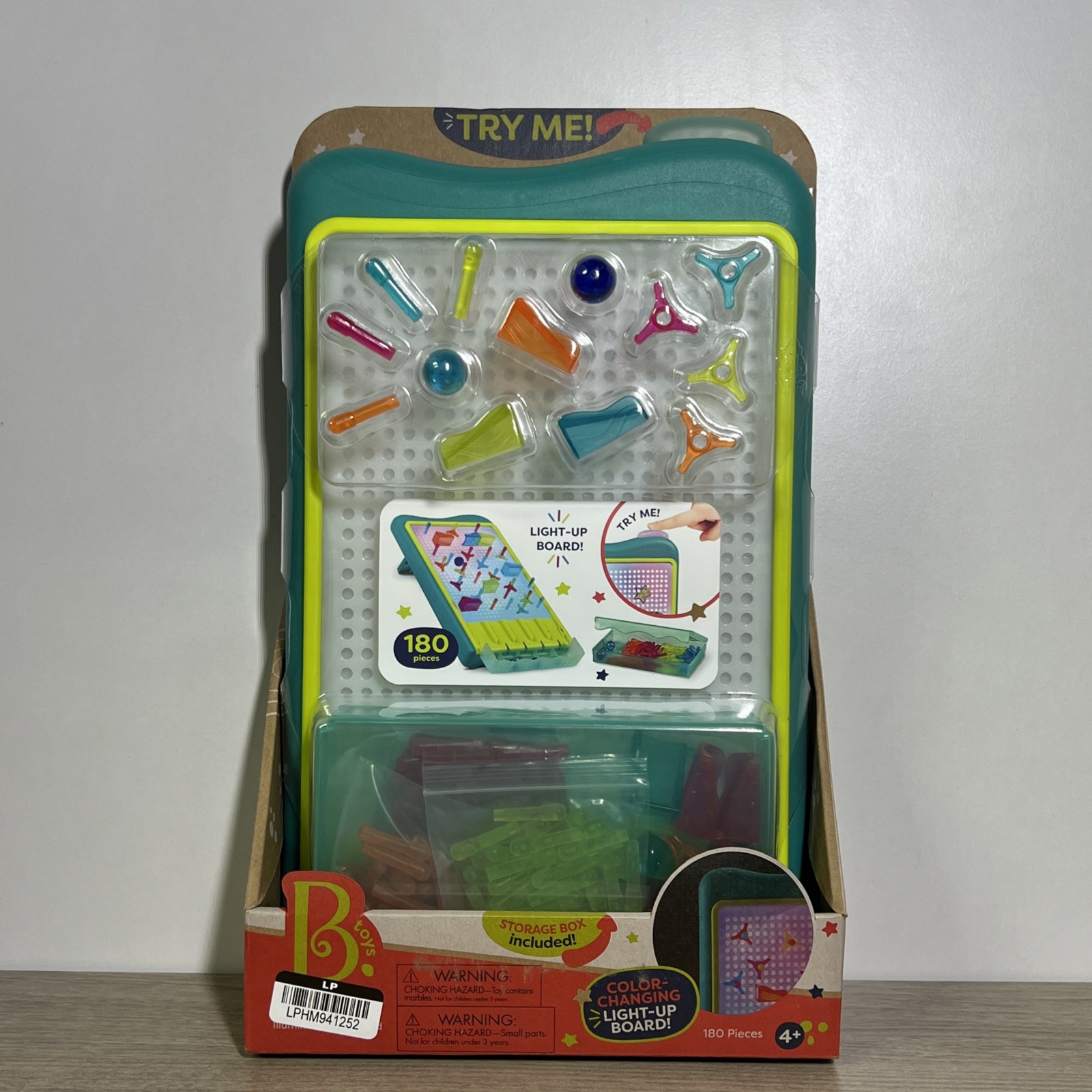 B. Toys Light-Up Marble Drop Illuminated Pegboard Color Changing 180 Pieces NIB