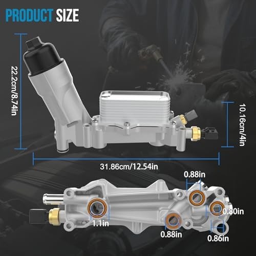 Aluminum Engine Oil Cooler, Oil Filter Housing 3.6L Adapter For 2017-2018 Chrysl