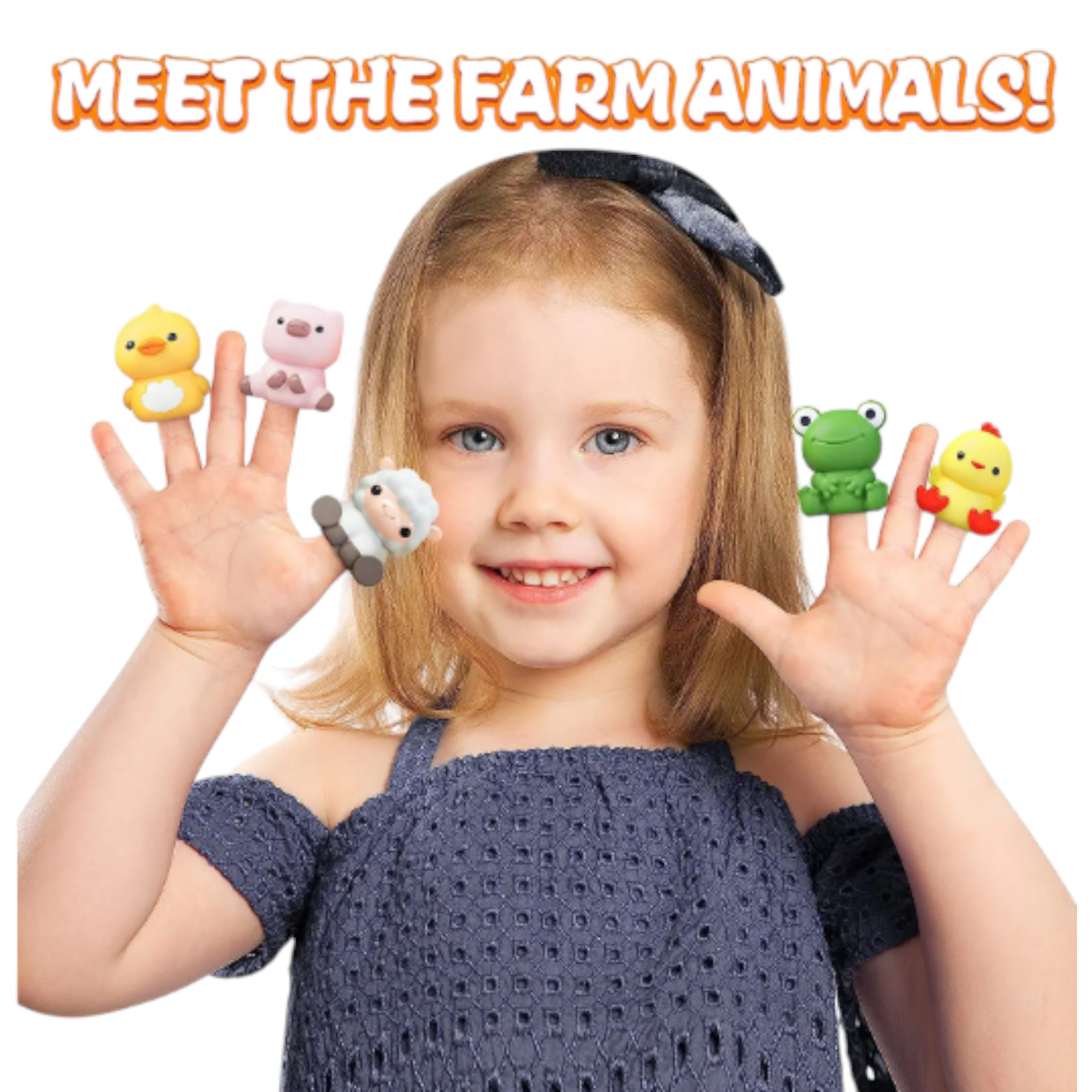 Toddler Farm Animal Learning Toy Counting Color Sorting Finger Puppets 5pcs