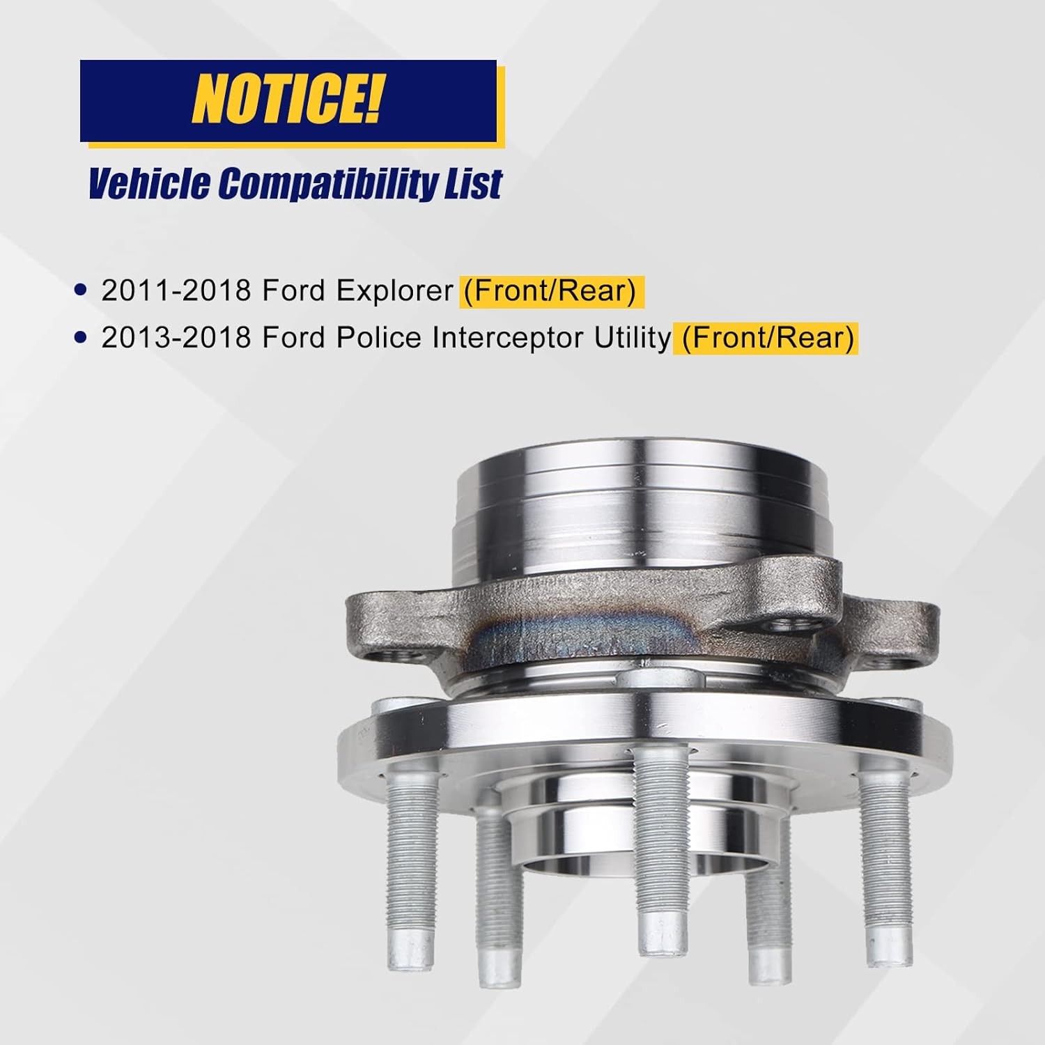 KUSATEC 512460 Front/Rear Wheel Bearing and Hub Assembly Fit for Ford Explorer